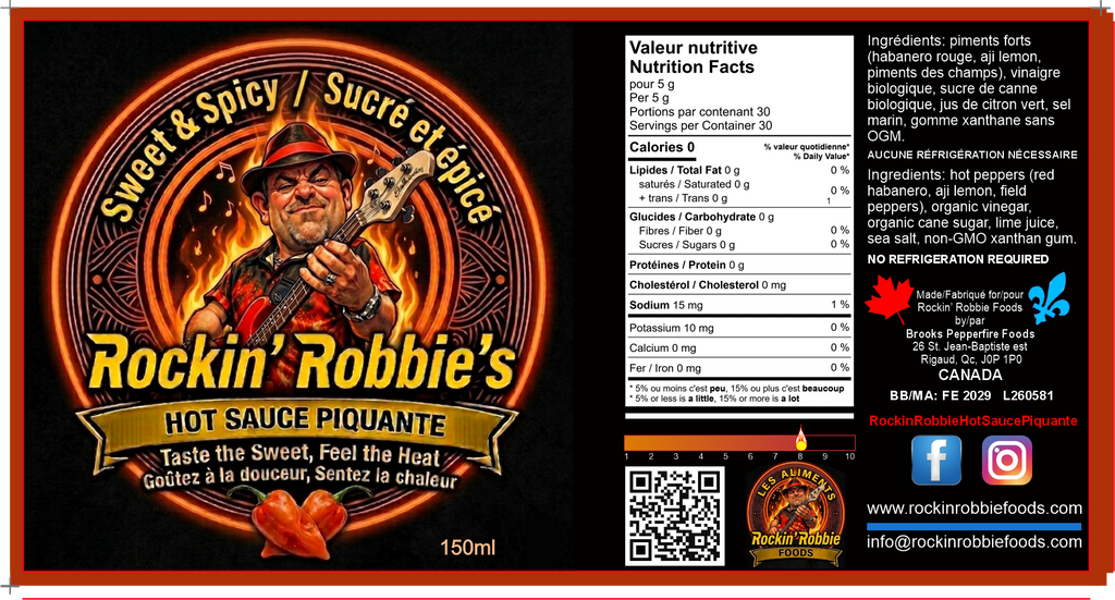 Rockin' Robbie Hot Sauce Piquante - Hot / Fort (6-Pack)